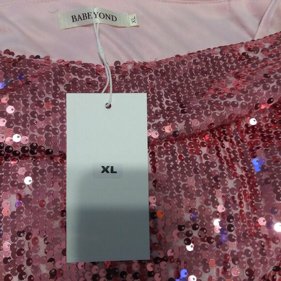 Babeyond Sparkly Pink Cocktail Party Dress NEW Sz XL(Juniors) or M - Picture 7 of 11